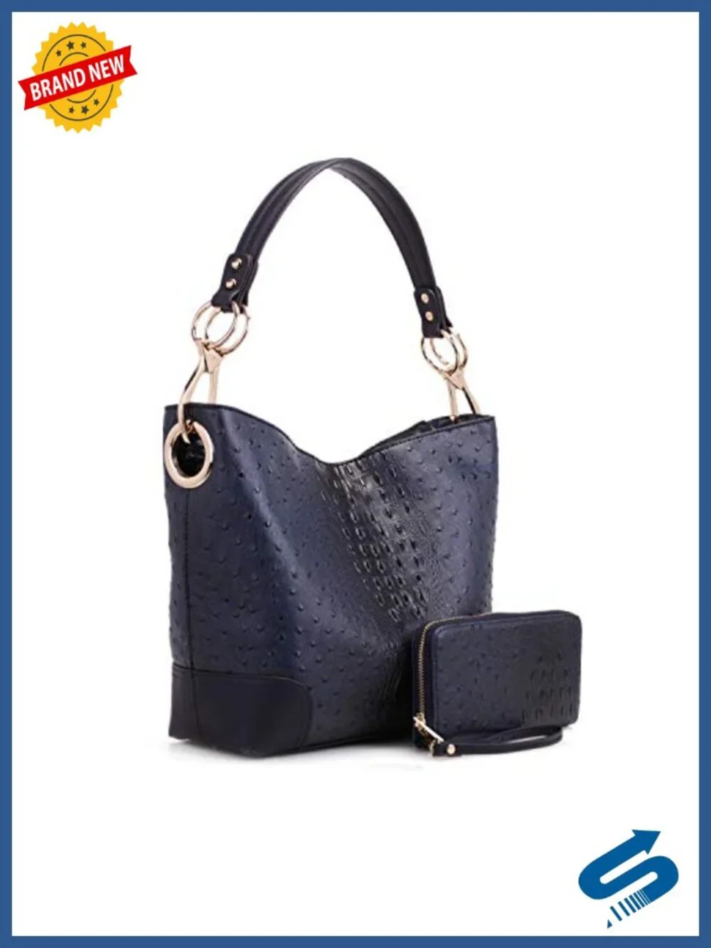 Vegan Faux Leather Hobo Shoulder Bag & Wristlet Wallet Set 2-Piece